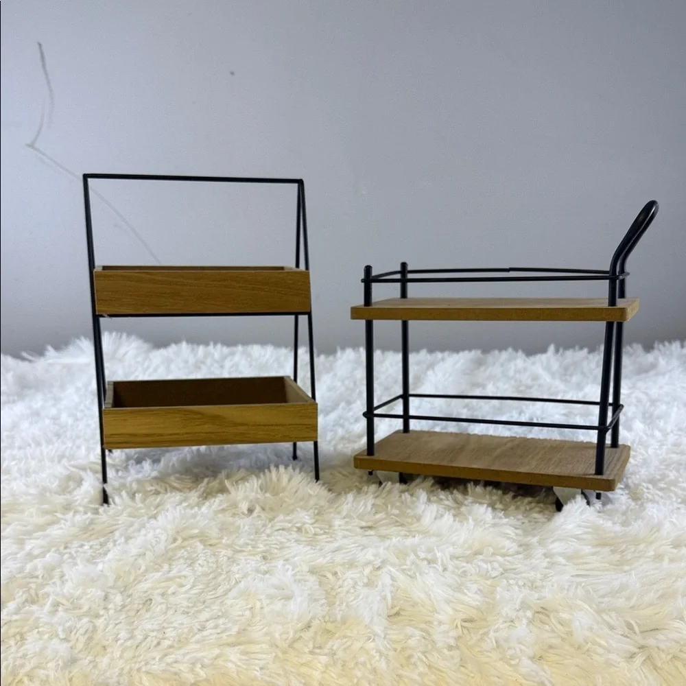 Modern Black and Brown Wall Shelf Set T30